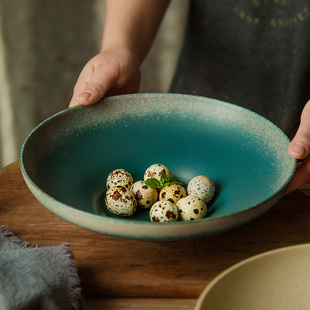 创意中式陶瓷味千拉面碗家用沙拉碗欧式宫廷复古斗笠碗意面盘摆盘