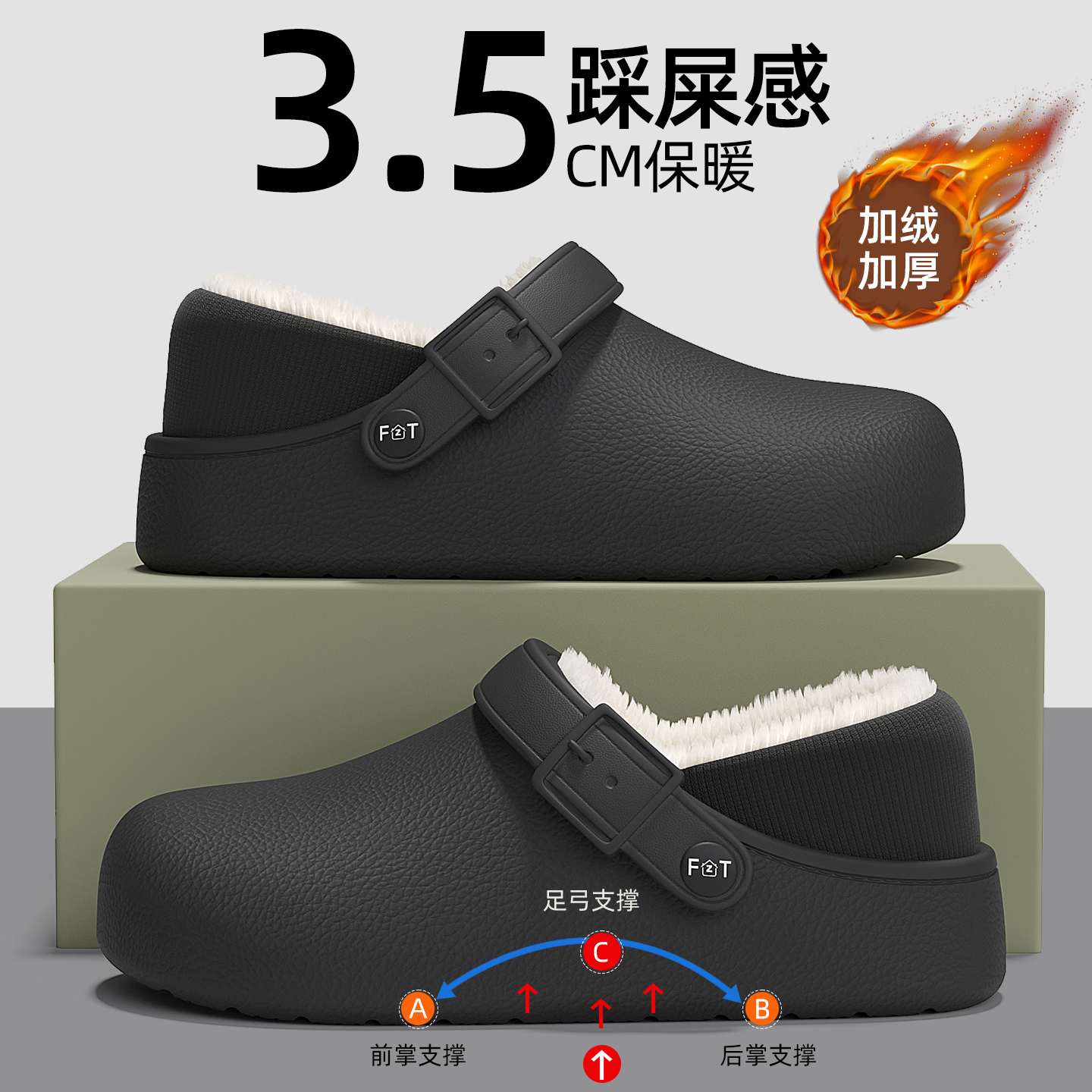 防水棉拖鞋男款2025新款冬季外穿