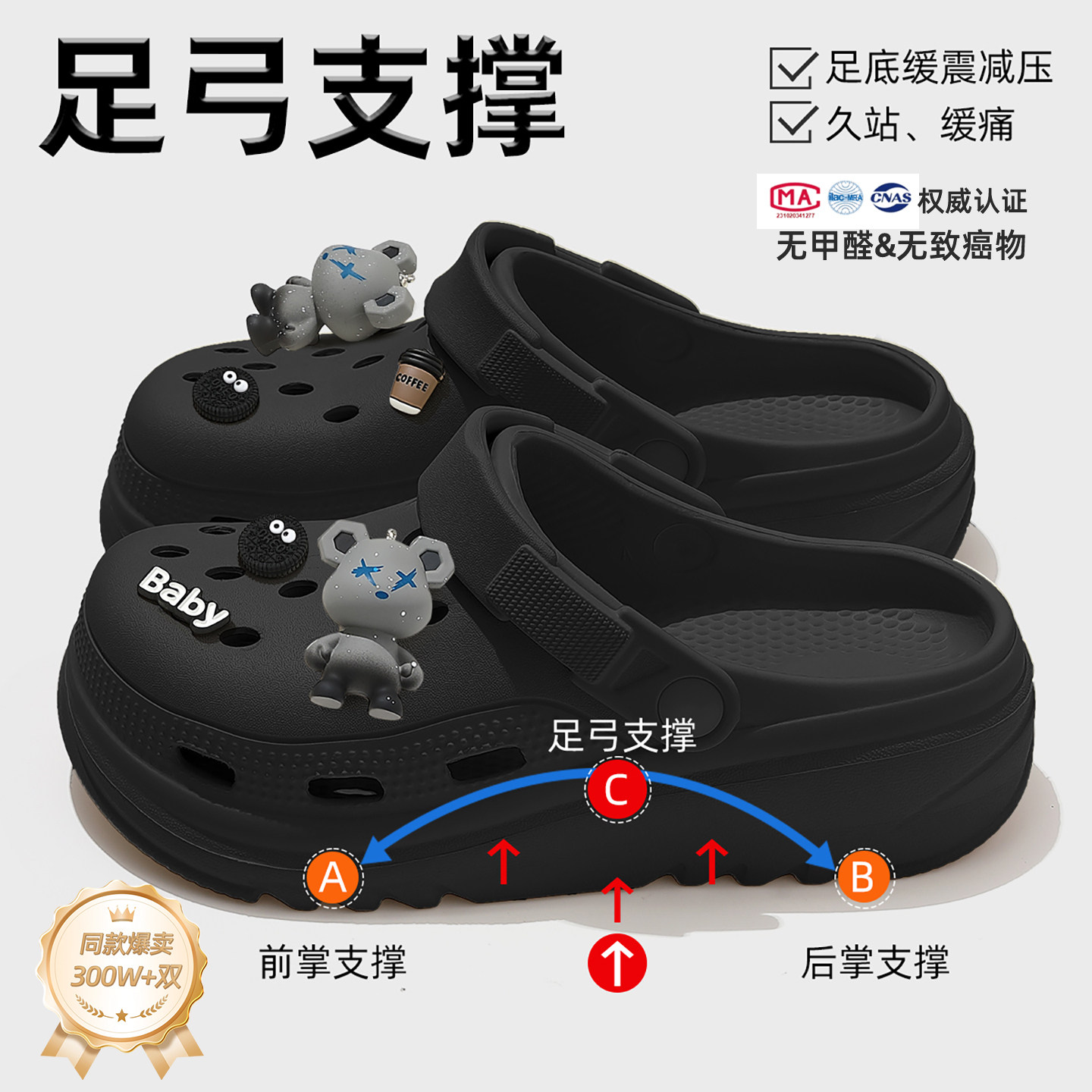 洞洞鞋男款夏季外穿2026新款防臭防滑厚底耐磨沙滩有足弓支撑凉拖