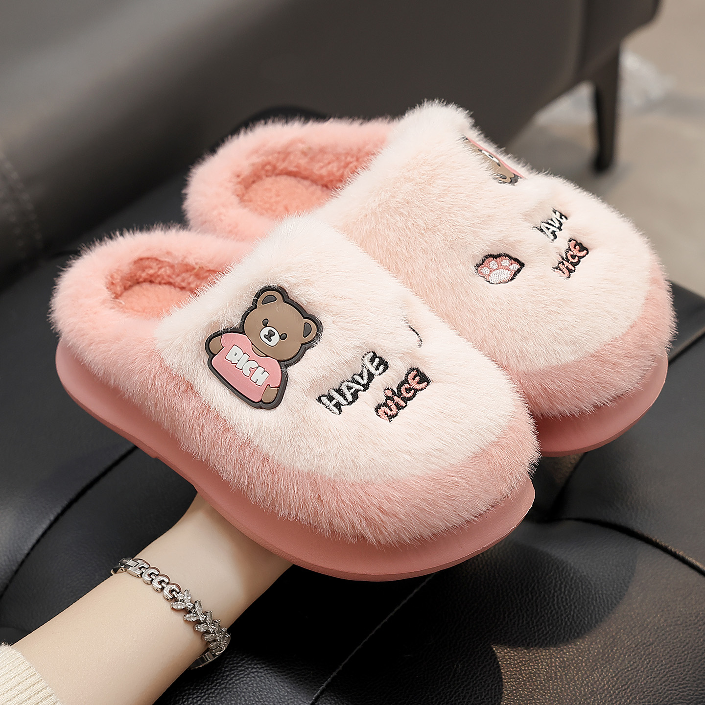 小熊可爱儿童棉拖鞋女童2025新款