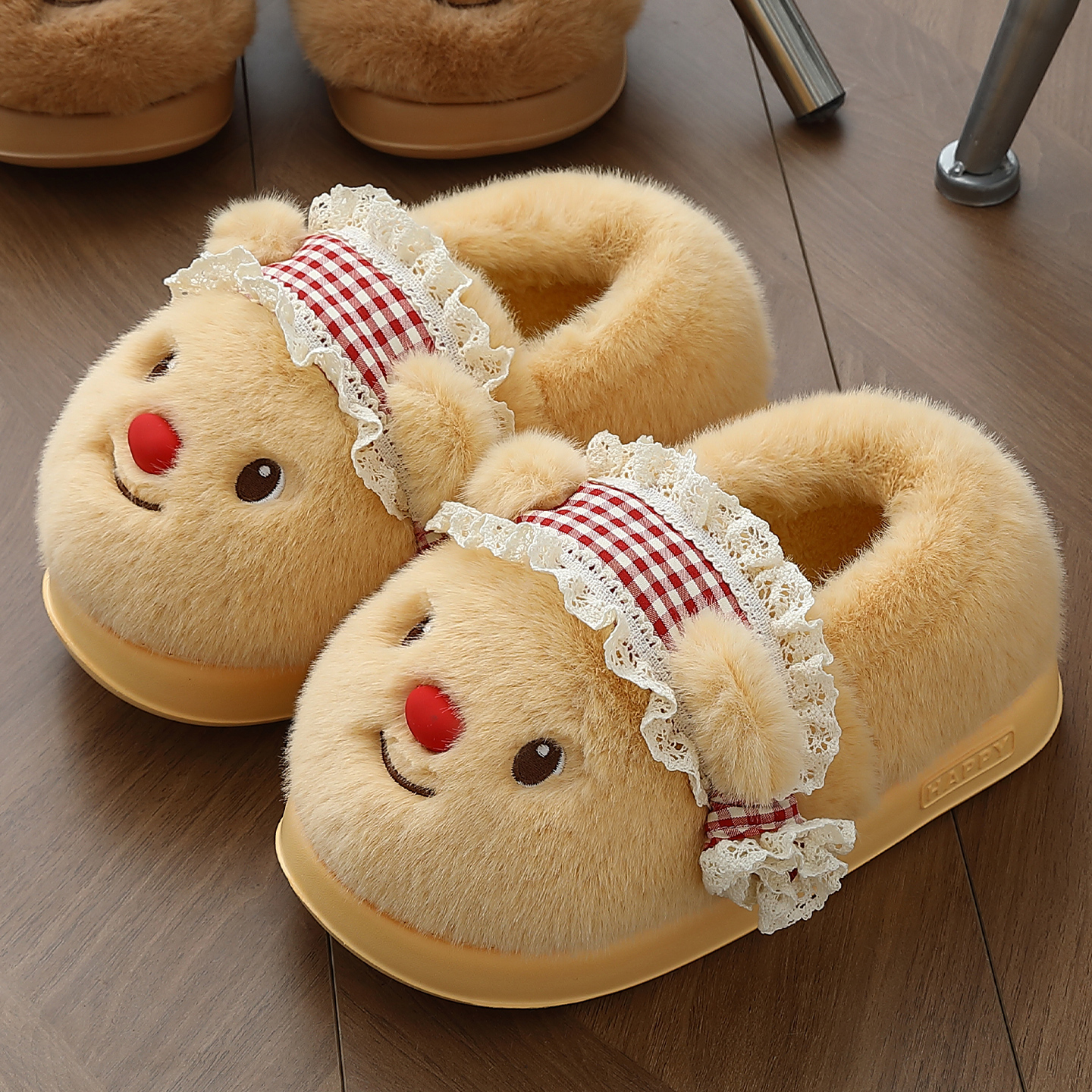 小熊棉拖鞋女款包跟外穿2025新款