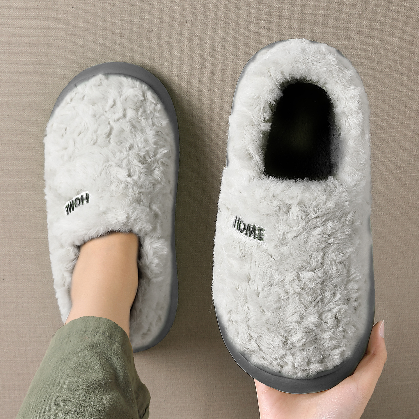 踩屎感棉拖鞋男款2025新款毛毛绒