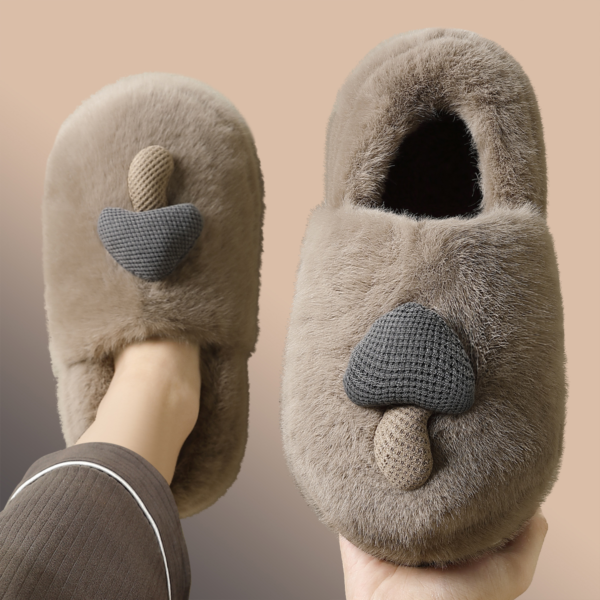 加厚棉拖鞋男款冬季包跟舒适耐磨