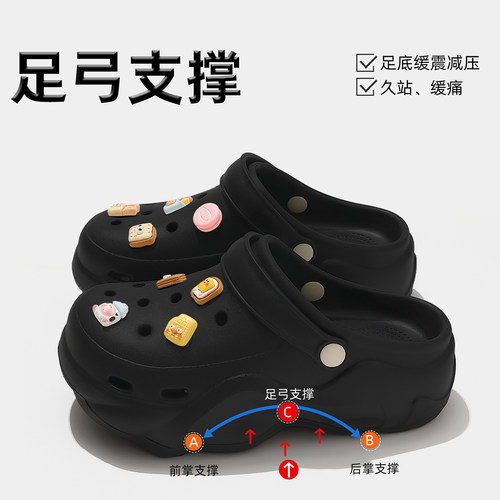 抗菌透气不臭脚足弓支撑洞洞鞋女