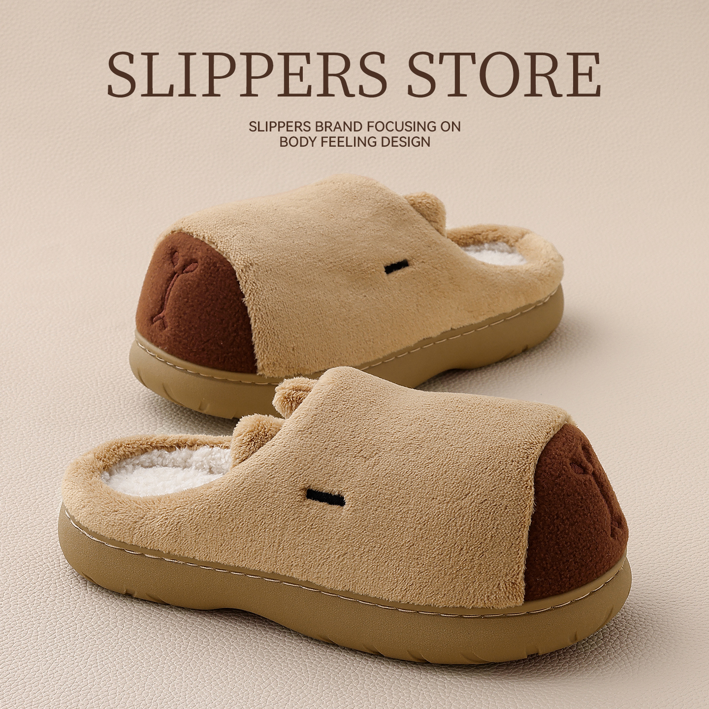 呆萌卡皮巴拉棉拖鞋女款2025新款