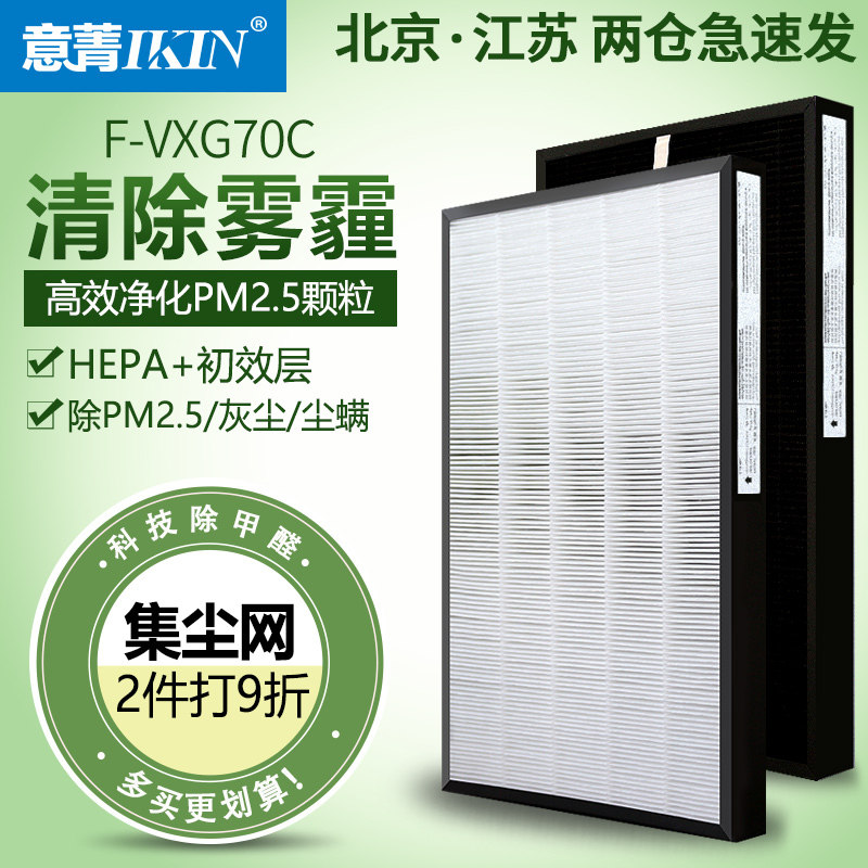 适配松下空气净化器F-VXG70C集尘过滤网F-ZXGP70C除PM2.5过滤网