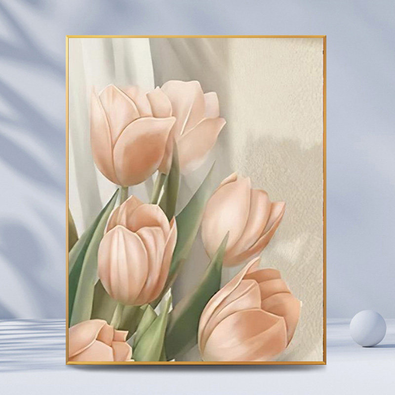 郁金香|数字油画diy手工绘画填充填色花卉风景解压丙烯油彩装饰画