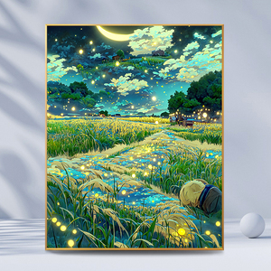 麦田的星空|数字油画diy手工绘画填充填色治愈减压丙烯油彩装饰画