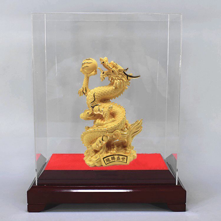 绒沙金金龙 龙腾盛世摆件 工艺品办公室 生肖龙 客厅玄关龙年祥龙