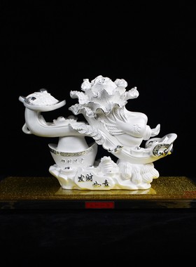 纯银发财如意摆件招财商务礼品开业乔迁客厅摆周年庆工艺品送长辈
