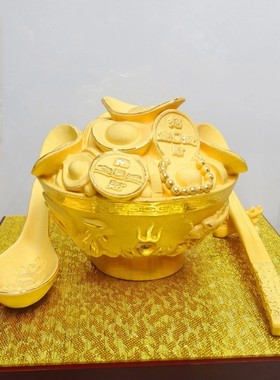 富贵金碗 黄金礼品 绒沙金 金摆件 绒沙金家居礼品金碗摆件