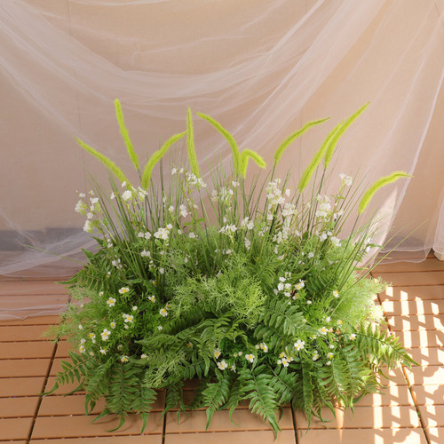 莱雅花艺塑料花花坛花箱狗尾草