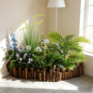 仿真绿植造景室内景观橱窗楼梯下仿生花转角场景装饰布置假树植物