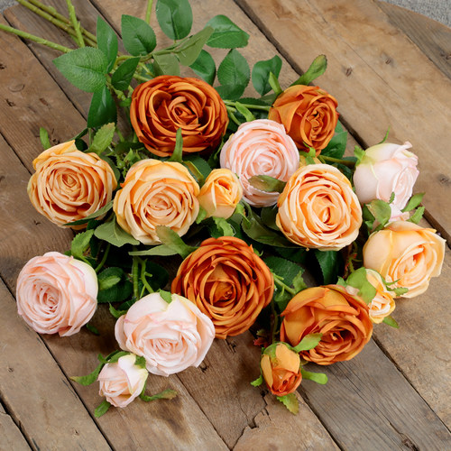 3头单枝皇冠玫瑰花束欧式复古