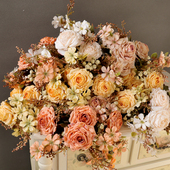 烤边希腊玫瑰复古仿真花花束假花摆设花艺摆件花餐桌花摆花插花