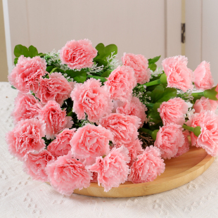 10头把束康乃馨 饰客厅摆设栅栏花坛花 仿真花假花把束小花家居装