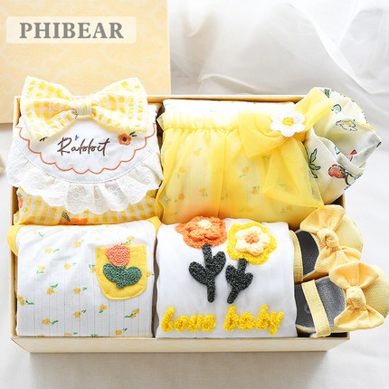 新初生婴儿衣服礼盒套装送礼用品见面礼宝宝女孩满月百天夏季公主