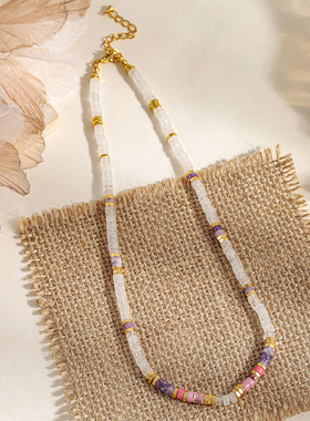 英国cherry kitty欧美高质量石串珠多彩锁骨链小众轻奢简约百搭