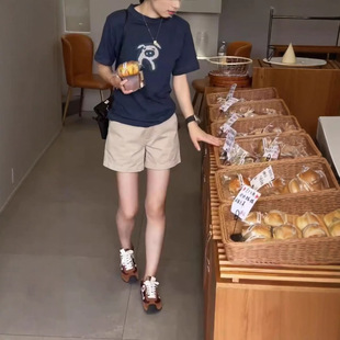 kitty夏季 短袖 英国cherry 新款 女 印花减龄t恤高腰短裤 时尚