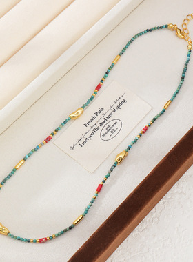 英国Cherry Kitty【希望】波西米亚风绿色松石手工串珠项链时尚