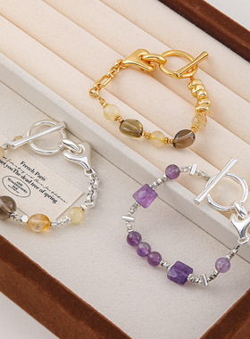 英国Cherry Kitty超仙甜美小众设计紫水晶手链夏日清新不规则