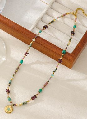 英国cherry kitty夏日彩色串珠项链配饰高级感轻奢小众太阳花