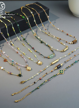 英国cherry kitty新中式彩色石淡水珍珠项链小众高级感女士手链