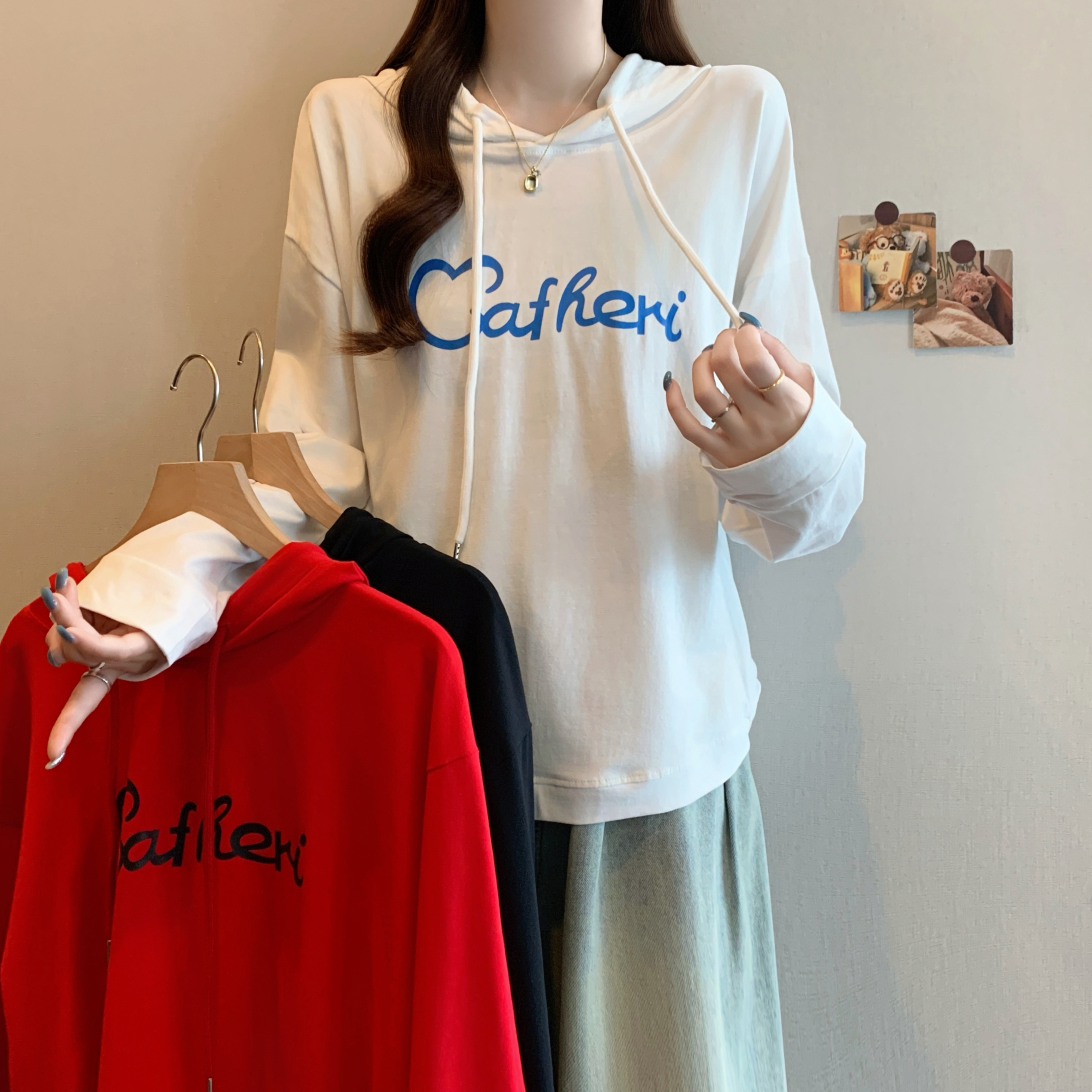 实拍大码卫衣女2025秋季新款胖mm宽松显瘦百搭长袖遮肚子休闲上衣