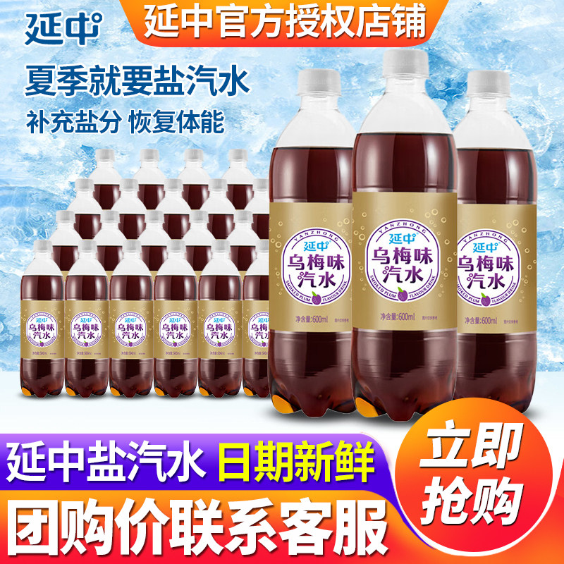 上海延中盐汽水600ml*20瓶整箱批特价乌梅味解渴防暑网红碳酸饮料