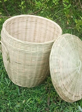 竹编制品带盖竹编篮子收纳水果篮篓馒头筐厨房家用竹编簸箕竹编筐