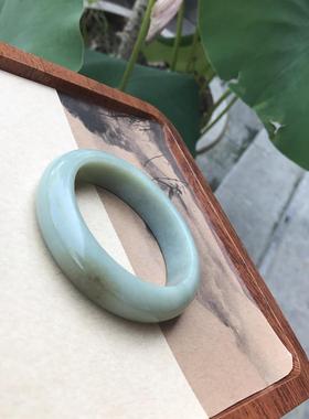 纬度玉器新疆和田玉且末蓝色基调带糖色卡58mm精品佩戴级玉石手镯