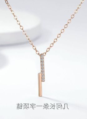 项链韩国S925几何链银锁骨清新