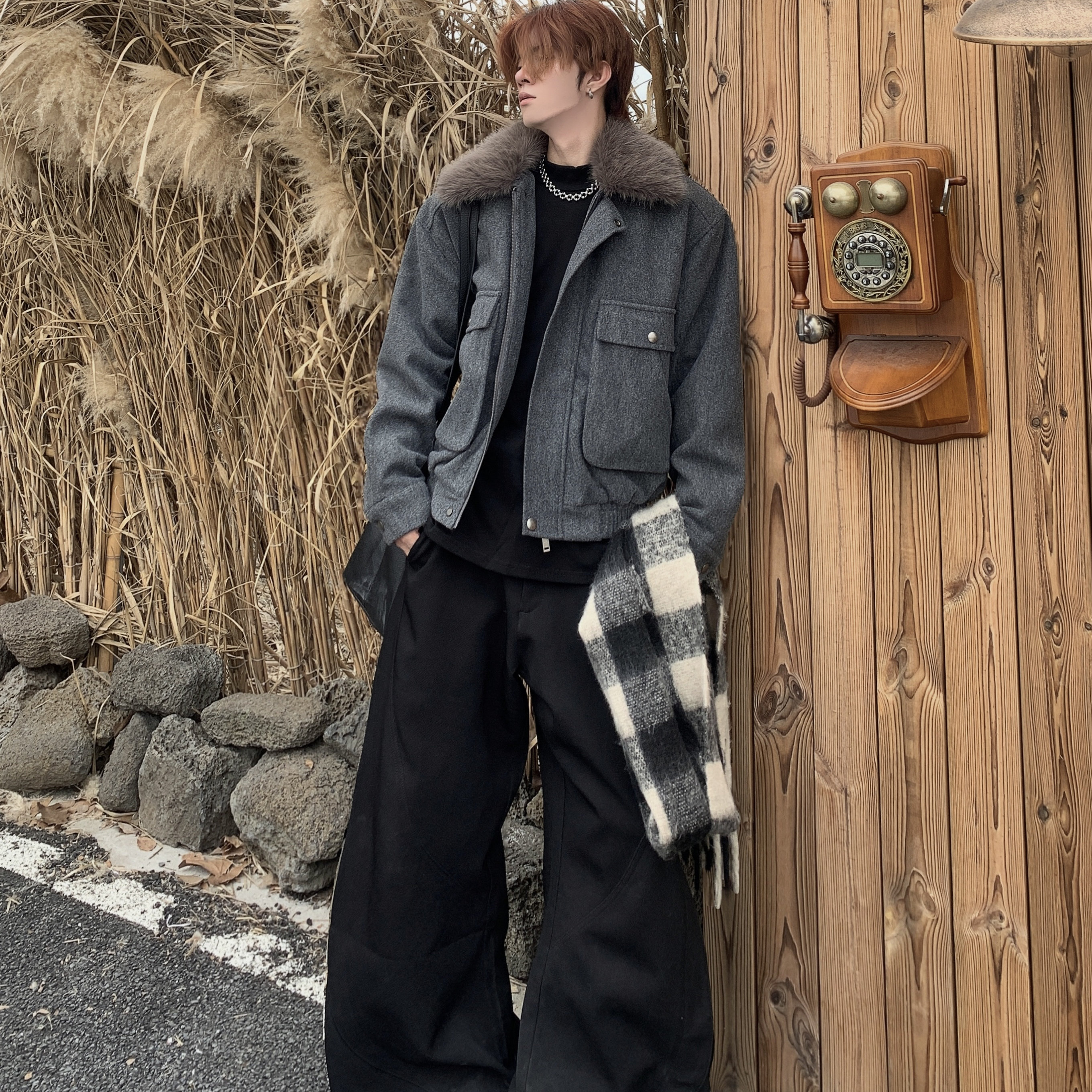 Med老叔 座山雕夹克棉服男款加厚上衣男冬装外套男生保暖毛领棉衣