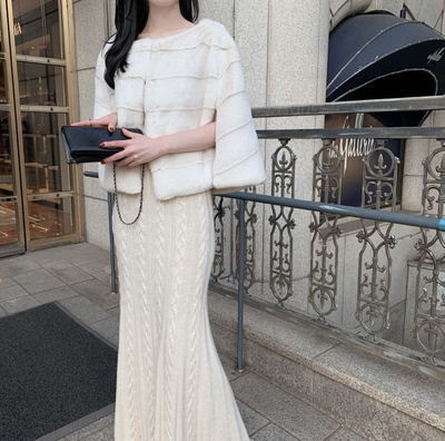 Olivia 韩国江南美人有品味都爱的麻花吊带长款显瘦针织连衣裙