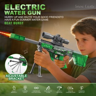 爆闪喷火巴雷特机炮水枪全自动连发联动回膛大容量脉冲电动水枪