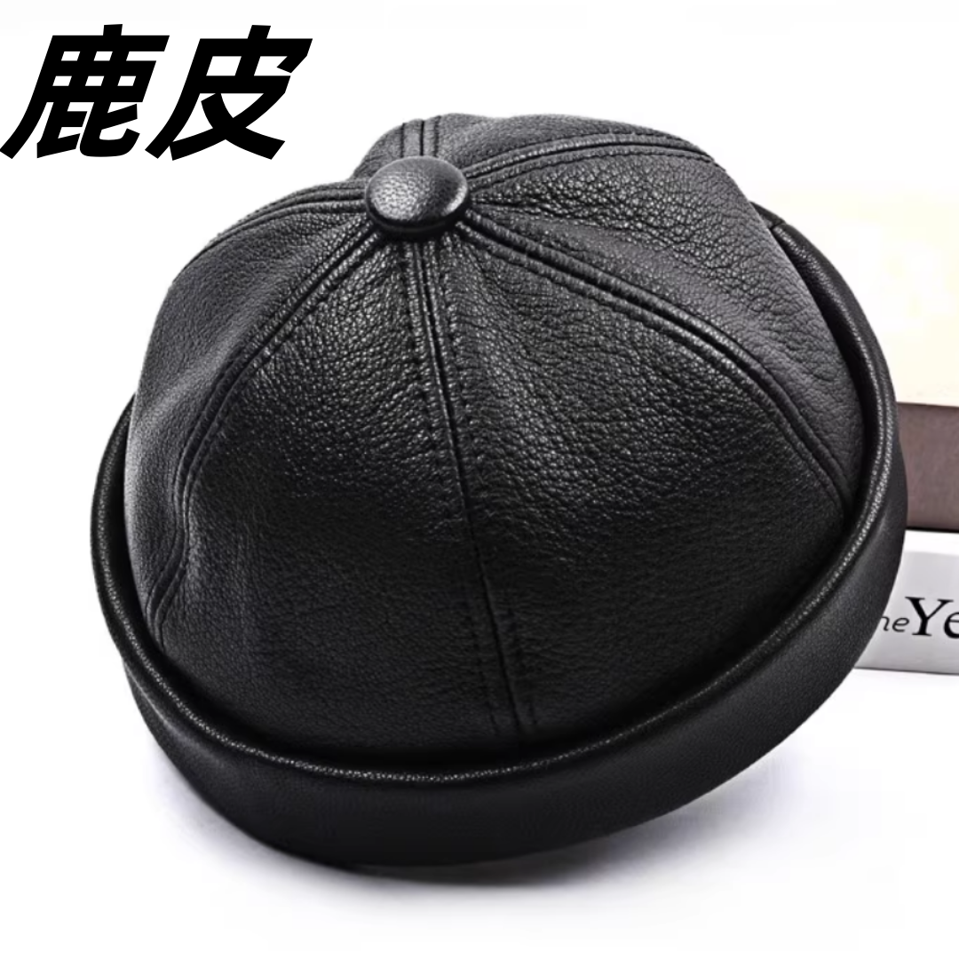 休闲复古真皮帽子男士地主帽春秋冬中老年老北京贝勒爷瓜皮帽单帽