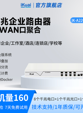 ikuai爱快千兆企业级路由器光口多网聚合有线多wan口宽带叠加行为管理防火墙支持IPv6支持docker A220PRO