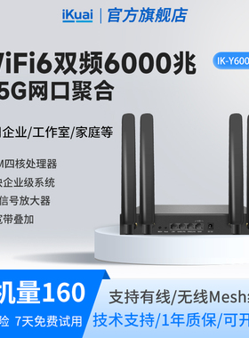 爱快千兆网络路由器企业级2.5g无线WiFi6高速家用ax6000宽带叠加聚合wanlan切换Mesh组网全屋覆盖Y6000G Pro