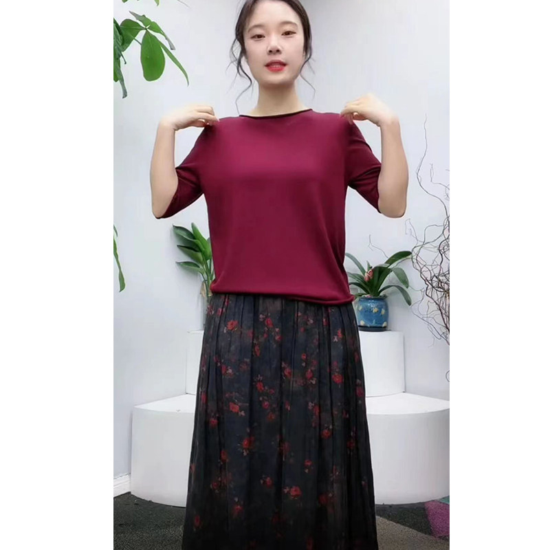 文艺复古夏季松紧腰a字口袋长款民族风气质显瘦半身裙套装宽松女