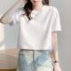 t恤女宽松短袖 高腰露脐半袖 上衣2024年新款 白色短款 夏季 女士体恤