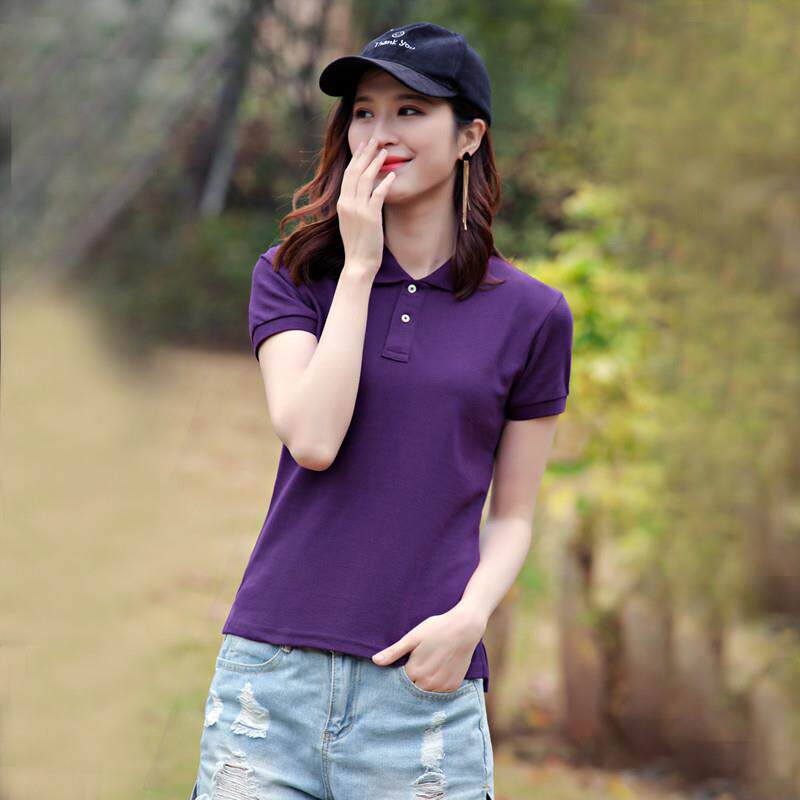 定制polo衫女短袖翻领运动大码有领上衣保罗情侣T恤纯色工服印字