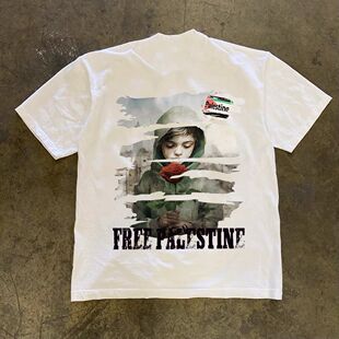 欧美式潮牌小众设计趣味印花重磅230g短袖t恤男女款宽松上衣