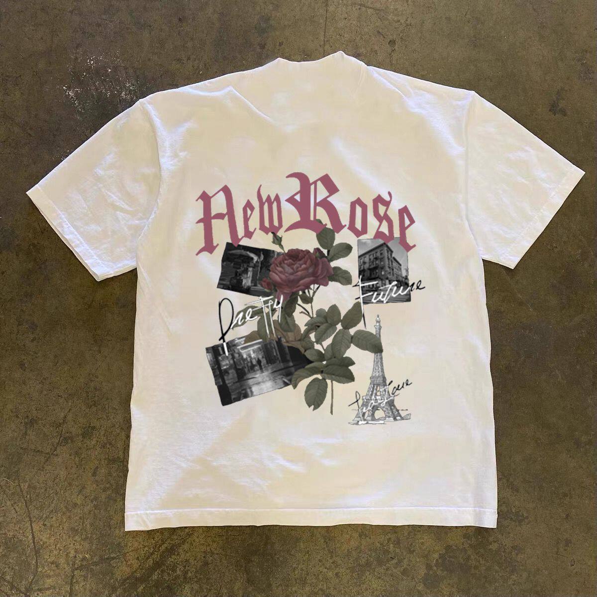 短袖T恤男士2026四季新款潮牌宽松圆领印花时尚百搭痞帅上衣