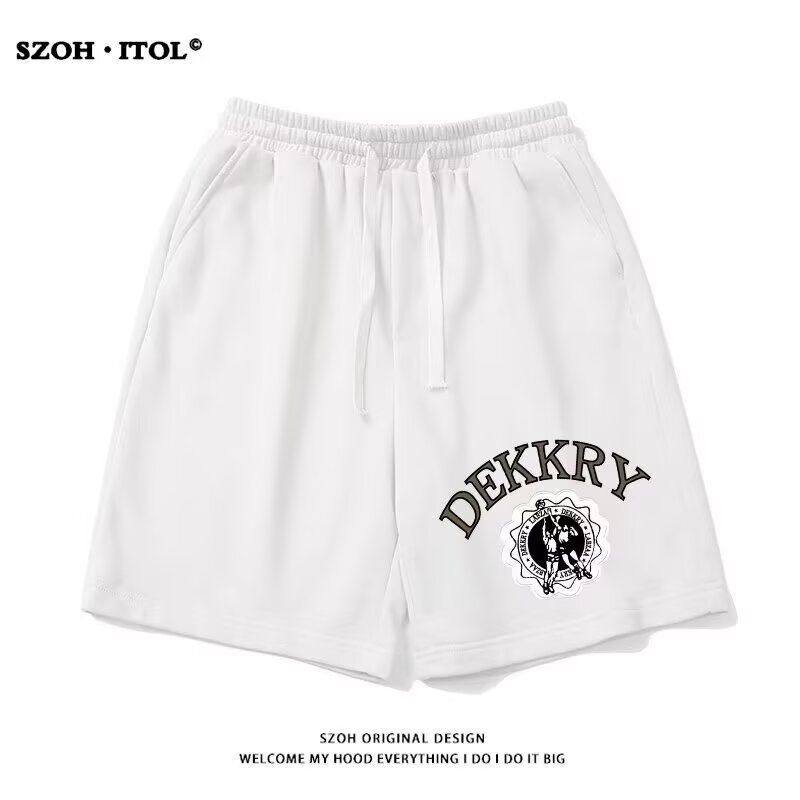 LUHII水星白色运动篮球短裤不过膝四分裤美式跑步宽松潮流裤