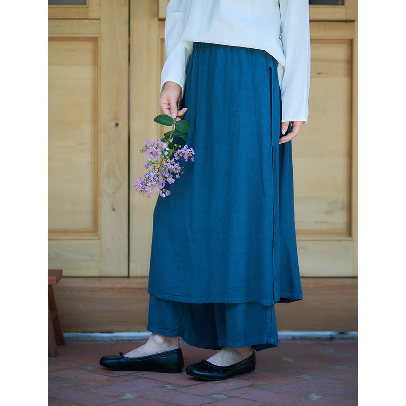 【照本堂】2026春季新款女装新中式长裤国风天丝麻简约裙裤W22764