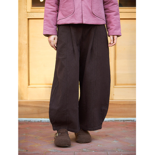 新款 2026春季 女装 棉麻长裤 W22793 女休闲双层直筒收脚裤 照本堂