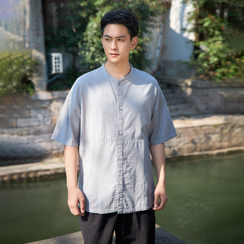 【照本堂】2026夏季新款男装衬衫30支棉麻棋道茶服舒适上衣M12522