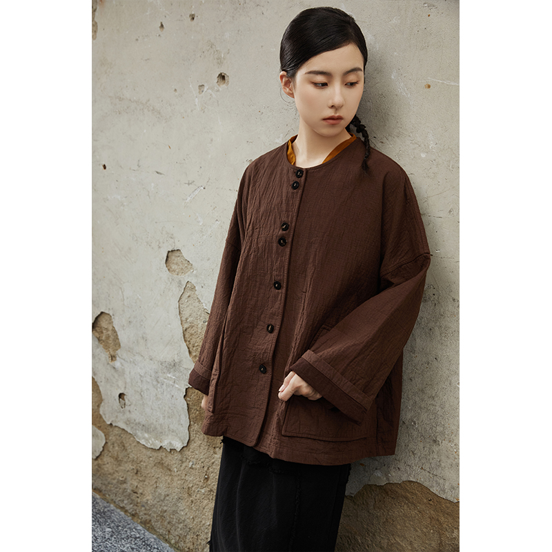 照本堂秋季新款高级感棉麻上衣
