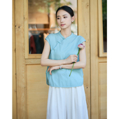 照本堂 女装 2026夏季 新中式 棉麻40支斜襟圆摆上衣女W12715 新款