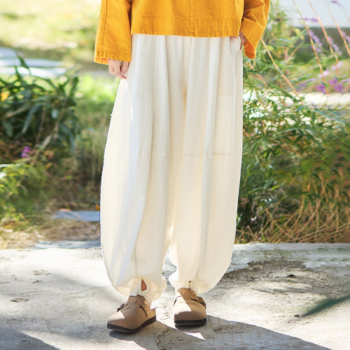 2026新中式棉麻休闲裤女